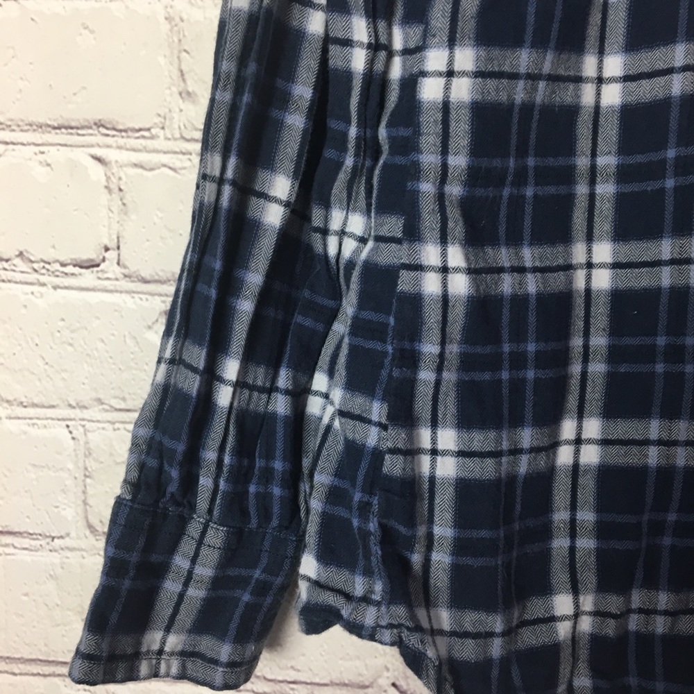 Banana Republic Blue Plaid Flannel Ruffle Shirt - Picture 9 of 16
